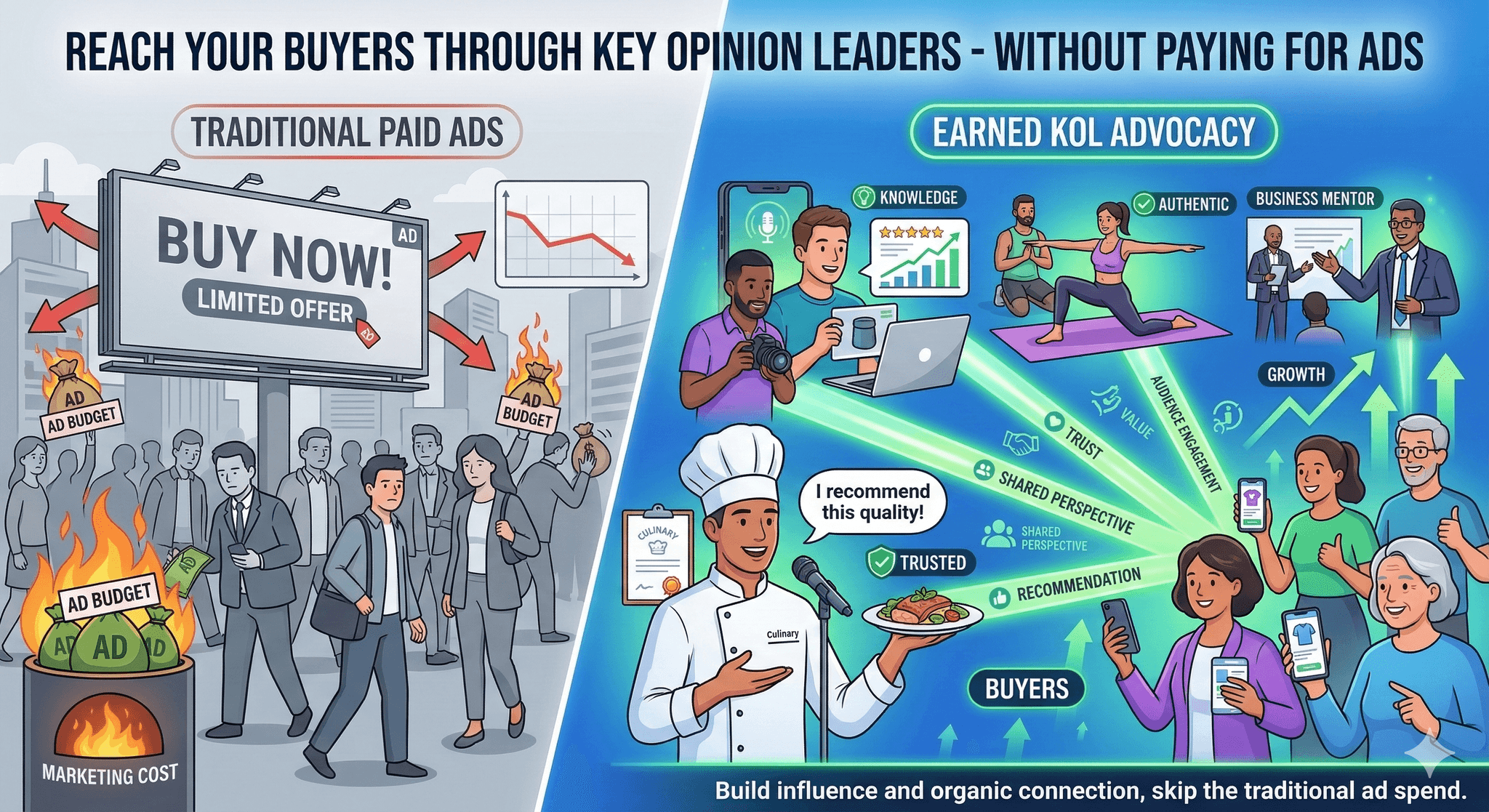 Reach buyers through key opinion leaders instead of paid ads